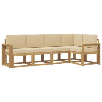 vidaXL Conjunto De Sof&aacute;s De Exterior Con Coj&iacute;n 5 Pcs Y Beige Vidaxl