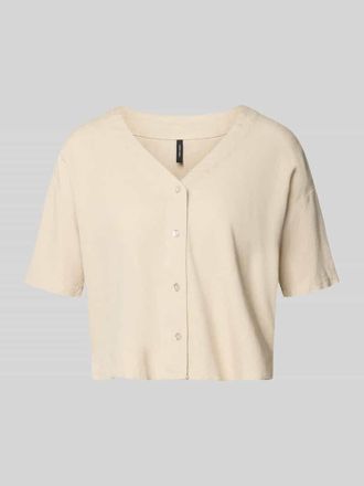 Vero Moda Boxy Fit Hemdbluse aus Viskose-Leinen-Mix Modell MYMILO in Sand, Gr&ouml;&szlig;e XL