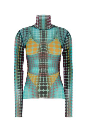 Jean Paul Gaultier Printed Mesh Top