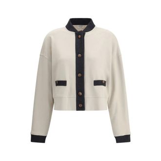 Brunello Cucinelli Brunello Cucinelli, Cardigans, female, Beige, Size: XL Plush Cardigan with Button Closure