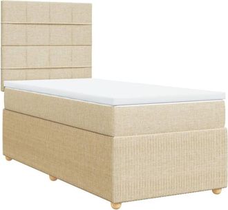 vidaXL Cama Box Spring Con Colch&oacute;n Tela Color Crema 100x200 Cm Vidaxl