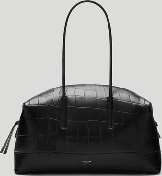 DeMellier The Stockholm in Black Large Croc-Effect Leather Tote & Work bag
