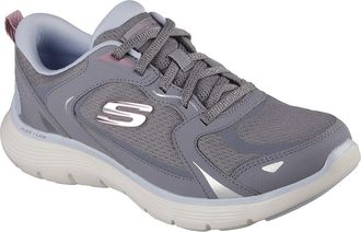 Skechers Womens Flex Appeal 5.0 Retro Rush Sneaker, Charcoal Duraleather/Mesh/Multi Trim, 3.5 UK