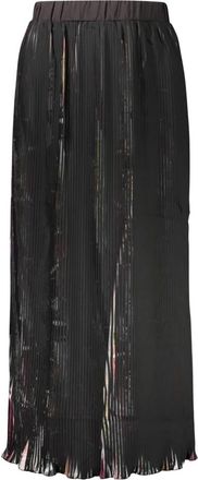 Desigual Pliss&eacute; Lange Rok - Dames - Midirokken - Zwart - XL - Polyester - Rokken