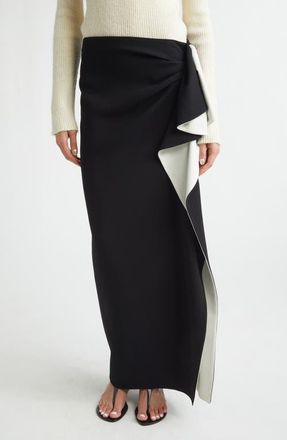 Proenza Schouler Cella Ruffle Cady Skirt in Black/Ivory at Nordstrom, Size 12
