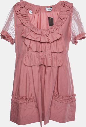 Moschino Pink Cotton Ruffle Detail Top