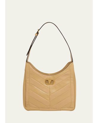 Valentino Garavani Medium Chevron Leather Hobo Bag