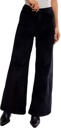 Free People Kellee High Waist Wide Leg Corduroy Palazzo Pants in Black at Nordstrom Rack, Size 28