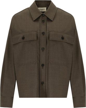 Max Mara Radura Shirt Jacket - Dames - Zomerjassen - Bruin - S - Wol - Jassen