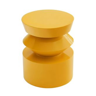 Oviala Mesa auxiliar lacada en amarillo, 40 cm de di&aacute;metro