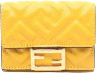 Fendi Pre-owned Wallets, female, Yellow, Size: ONE SIZE Pre-owned Baguette Leather Wallet