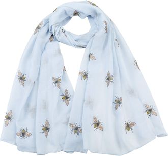 World of Shawls Ladies Girls Womens Glitter Bumble Bees Scarves Wraps Shawl Soft Scarf (Baby Blue)