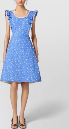 Miu Miu dress open back floral pattern ruffled sleeves