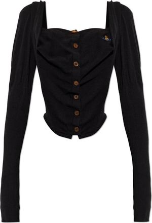 Vivienne Westwood Bea Corset Cardigan - Dames - Vesten - Zwart - M - Katoen - Truien & Vesten