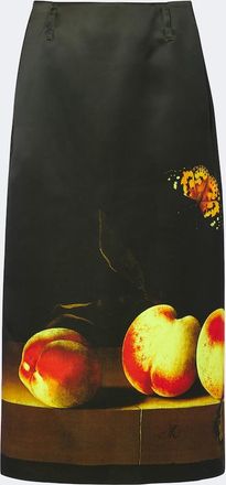Dries Van Noten Printed satin midi skirt