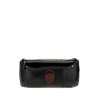 Versace Black Nappa Leather Lou Belt Bag Blackrosewood Marsupi