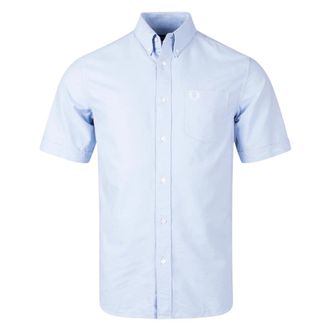 Fred Perry Oxford Overhemd Met Korte Mouwen In De Kleur Licht Rookgrijs