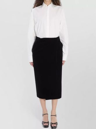 Saint Laurent cotton velvet midi wrap skirt