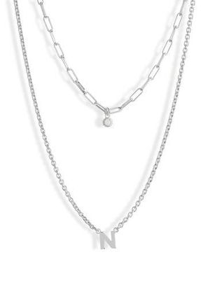 Meshmerise Diamond Initial Charm Necklace in White-N at Nordstrom Rack