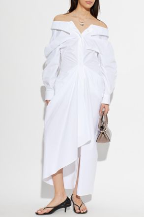 Givenchy Asymmetrical Dress With Decorative Draping, Womens, White