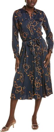 T Tahari Half Placket Button Down Midi Dress