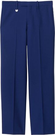 Burberry logo-plaque tailored wool trousers - men - Wool/Cupro - 46 - Blue