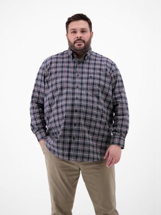 Lerros Langarmhemd LERROS LERROS Kariertes Flanellhemd in &Uuml;bergr&ouml;ssen, Herren, Gr. 6XL, extraweit, blau (classic navy), 100% Baumwolle, Hemden Langarmhemd