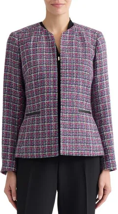 Kasper Collarless Tweed Jacket in Cerise Multi at Nordstrom, Size 12