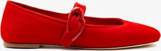 Larroude Womens Verona Ballet Flat Shoes In Scarlet Suede