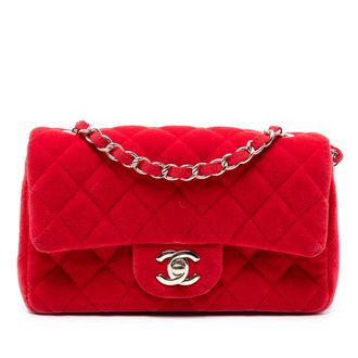 Chanel Tweedehands Mini Rechthoekige Klassieke Fluwelen Enkel Flap