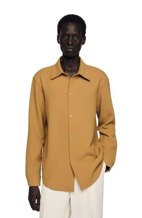 Sandro Long-sleeved jersey shirt in Nut at Nordstrom, Size Xx-Large