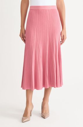 Misook Rib Flare Midi Skirt in Honey Suckle at Nordstrom, Size Xx-Large