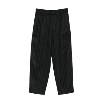Barena Charcoal Grey Pinstripe Pleated Button Trousers