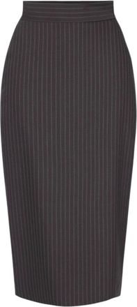 Elisabetta Franchi Longuette Gessata Rok - Dames - Kokerrokken - Bruin - S - Wol - Rokken