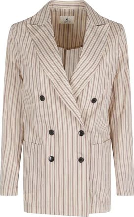 Myths Gestreepte Double-Breasted Blazer - Dames - Blazers - Veelkleurig - XS - Leer - Jassen