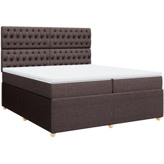 vidaXL Vidaxl - Cama Box Spring Con Colch&oacute;n Tela Marr&oacute;n Oscuro 200x200 Cm