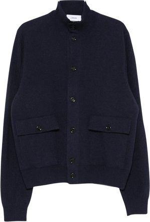 Lardini Ribbed-knit Panelled Jacket - Heren - Vesten - Blauw - L - Truien & Vesten