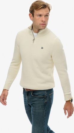 Superdry Strickpullover SUPERDRY COTTON KNIT HENLEY, Herren, Gr. XXL, cream, Strick, Obermaterial: 100% Baumwolle, unifarben, slim fit h&uuml;ftlang, Rundhals, Ripp