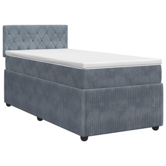 vidaXL Letto Box Spring Con Materasso Grigio Scuro 90 X 200 Cm Velluto Vidaxl