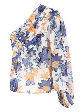 Farm Rio Asymmetrische top met bloemenprint - Beige