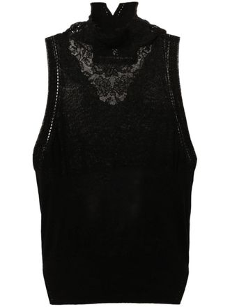 Ermanno Scervino Top con inserti in pizzo - Nero