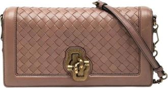 Bottega Veneta Pre-owned Cross Body Bags, female, Brown, Size: ONE SIZE Pre-owned Woven Leather Crossbody Bag