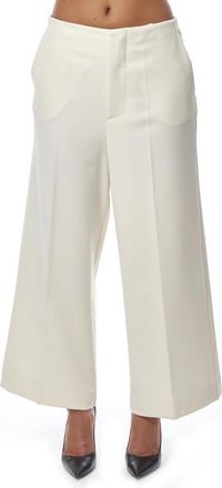 Liviana Conti Elegante Cr&egrave;me Wijde Pijpen Broek - Dames - Wijde Broeken - Beige - M - Broeken