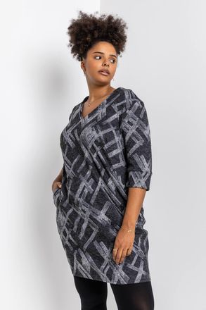 Roman Abstract Cross Print Dress
