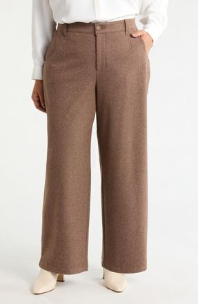 Wit & Wisdom Whitney Skyrise Wide Leg Trousers in Sand/cacao Powder at Nordstrom, Size 18W