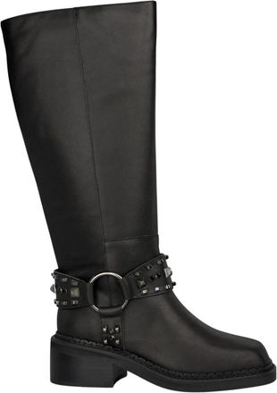Alma En Pena Studded biker laars - Dames - Hoge Laarzen - Zwart - 37 EU - Schoenen
