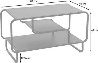 Hhg Tavolino salotto HHG 168, Tavolo da divano, moderno Industriale 3 ripiani, metallo 45x80x40cm, nero