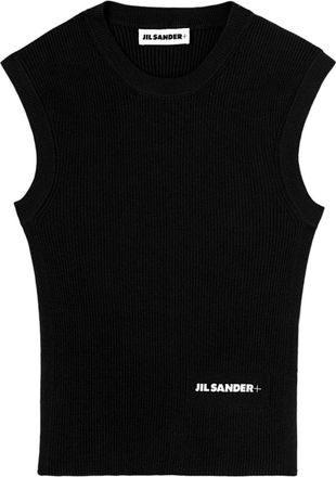 Jil Sander Black Logo Print Top