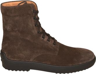 Tod's Enkellaarsjes - Heren - Veterlaarzen - Bruin - 41 EU - Schoenen