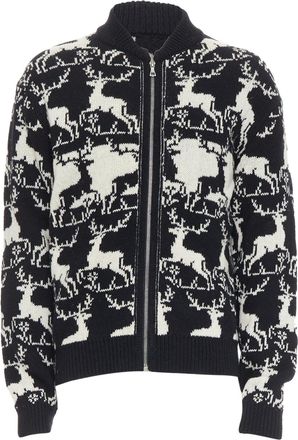 Dries Van Noten wool reindeer intarsia zip up jacket